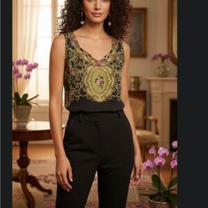 Michal Negrin Hand-Embellished Silk Blend Top WSwarovski Crystals, Size
XXL